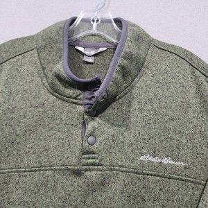 Eddie Bauer Sweatshirt Mens 2XL Green Snap Buttons Long Sleeve 100% Poly…